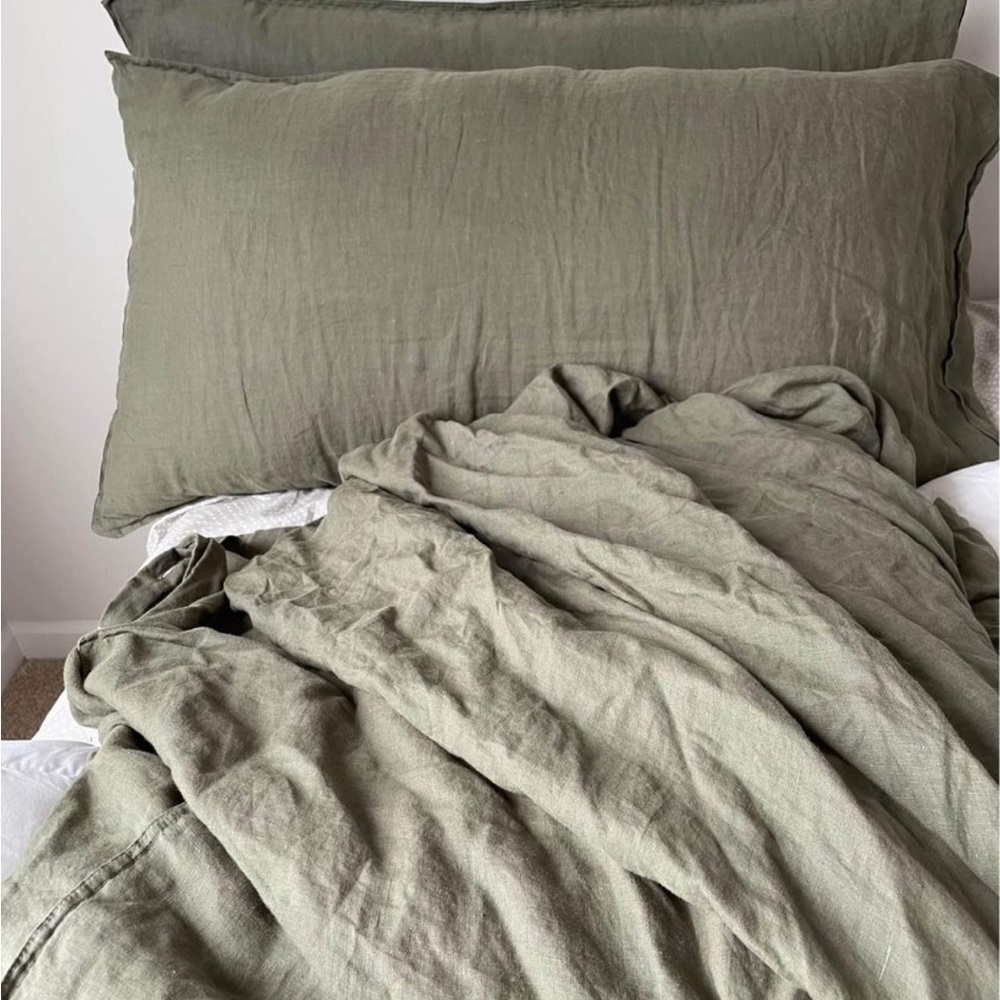 100% stone washed linen duvet and sham set